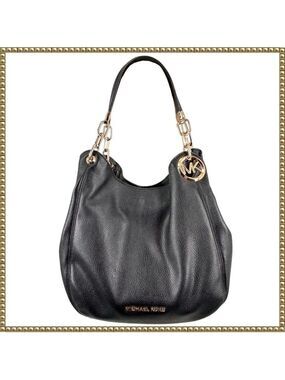 Michael Kors Lillie Large Black Pebbled Leather Shoulder Bag